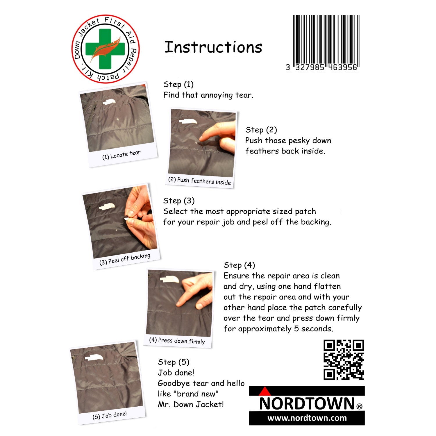 Down jacket first outlet aid repair patch kit