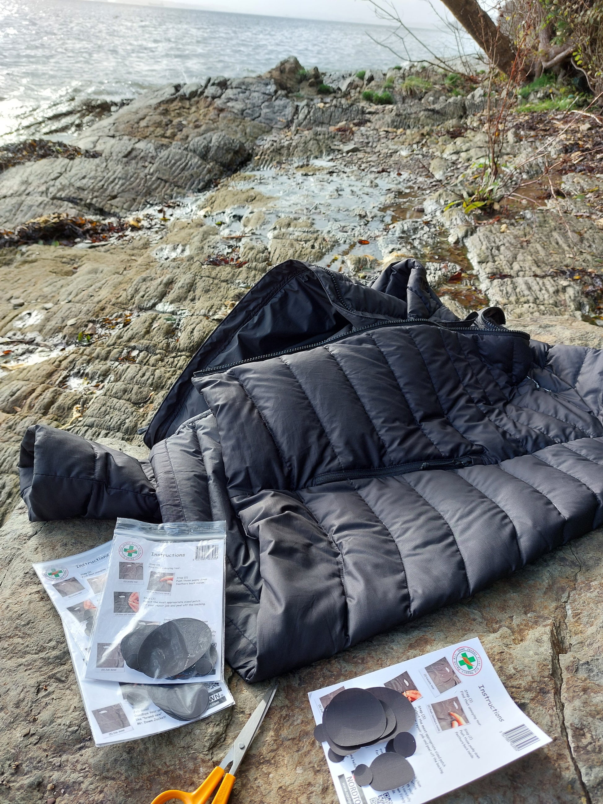 Puffer Jacket Repair | Self-Adhesive, Pre-Cut Patches, Soft, Waterproof, Tear-Resistant Rip-Stop Nylon Fabric (11 Pieces)